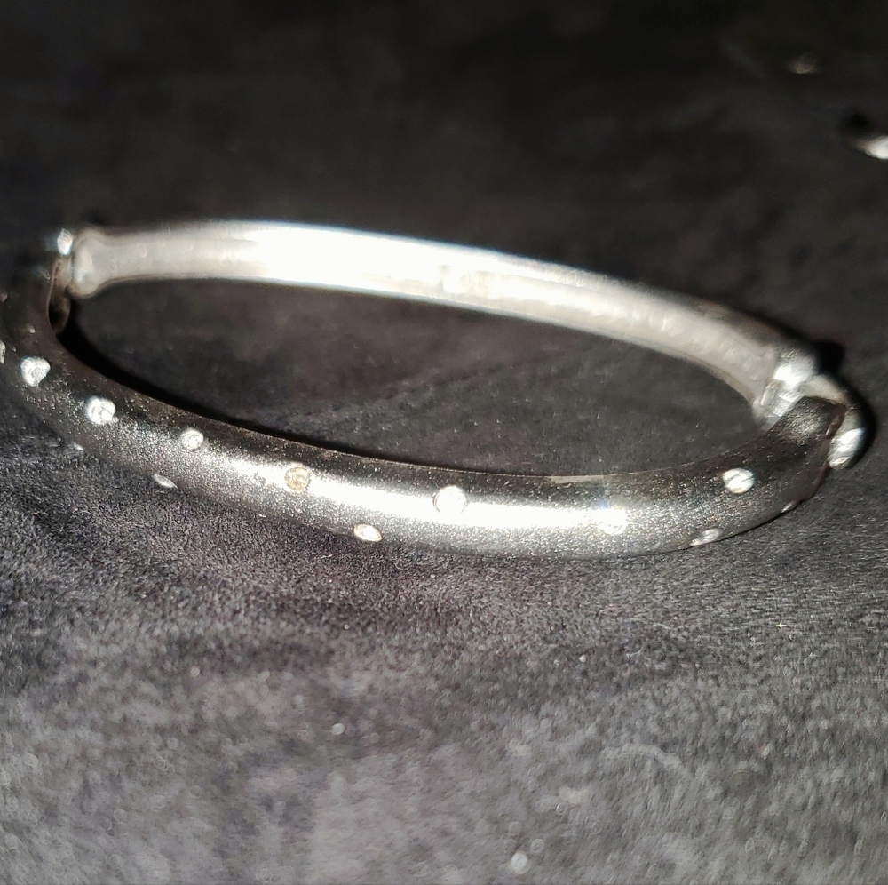 Silver Bracelet Studded with Rhinestones